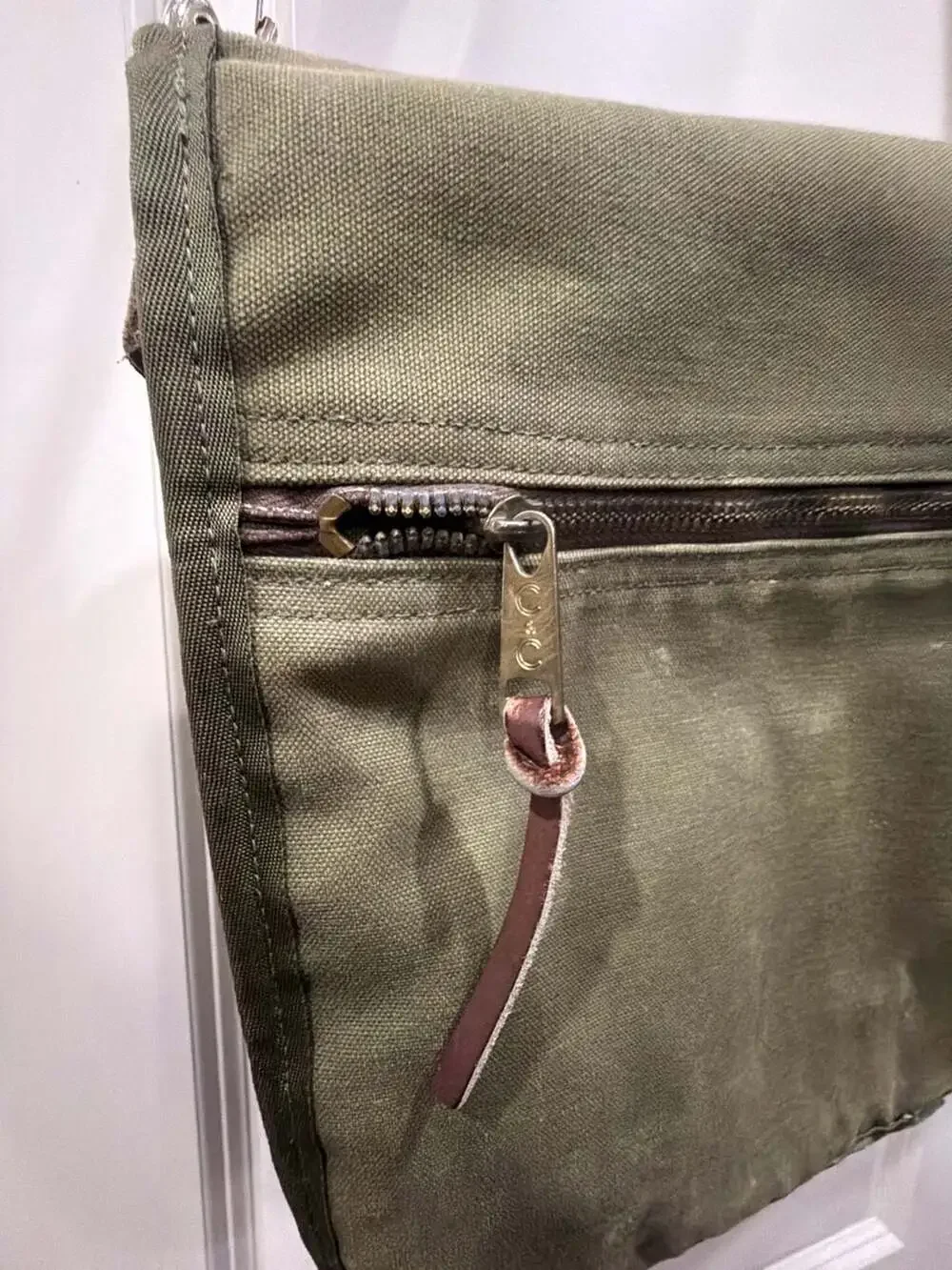 Gokeys Canvas Leather Messenger Bag Green